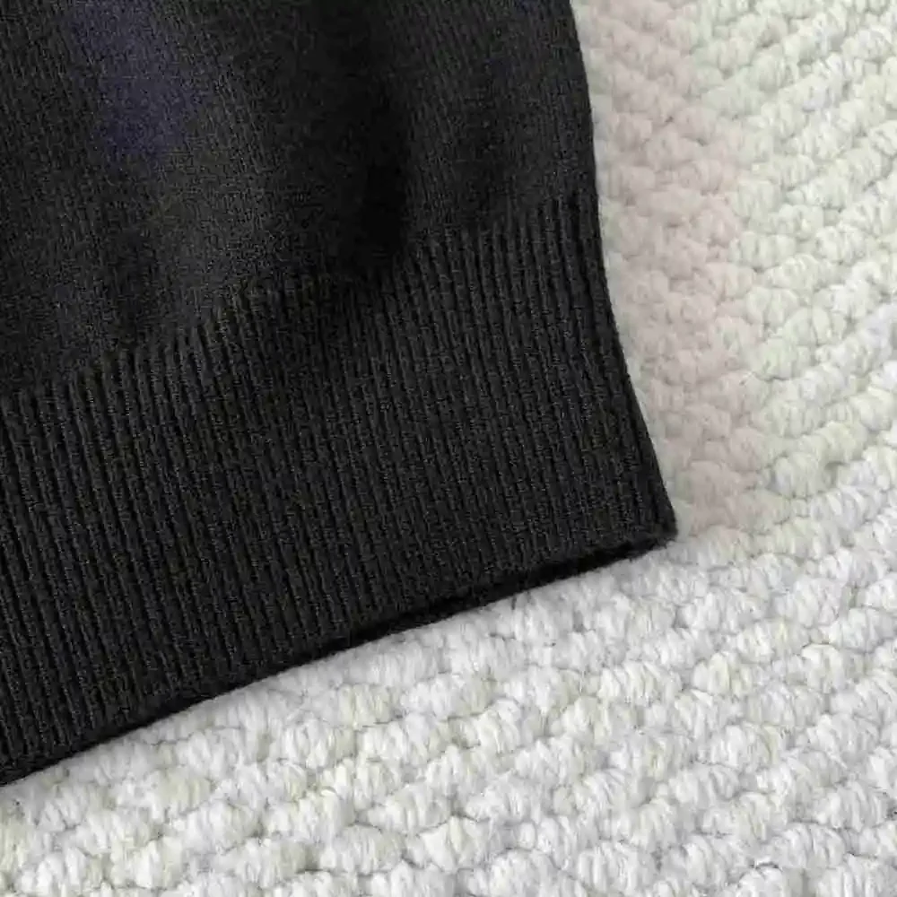 Burberry Black Crew Neck Sweater Blue Equestrian Logo Knit Top